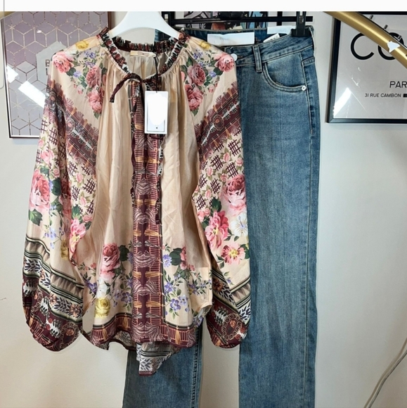Made In Italy Viscosa Multicolor Floral Blouse - Picture 1 of 1